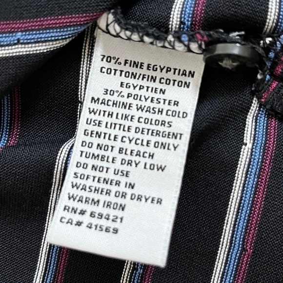 Greg Norman Fine Egyptian Cotton Blend Black w/ Stripes Golf Polo Shirt - Medium - Picture 8 of 12